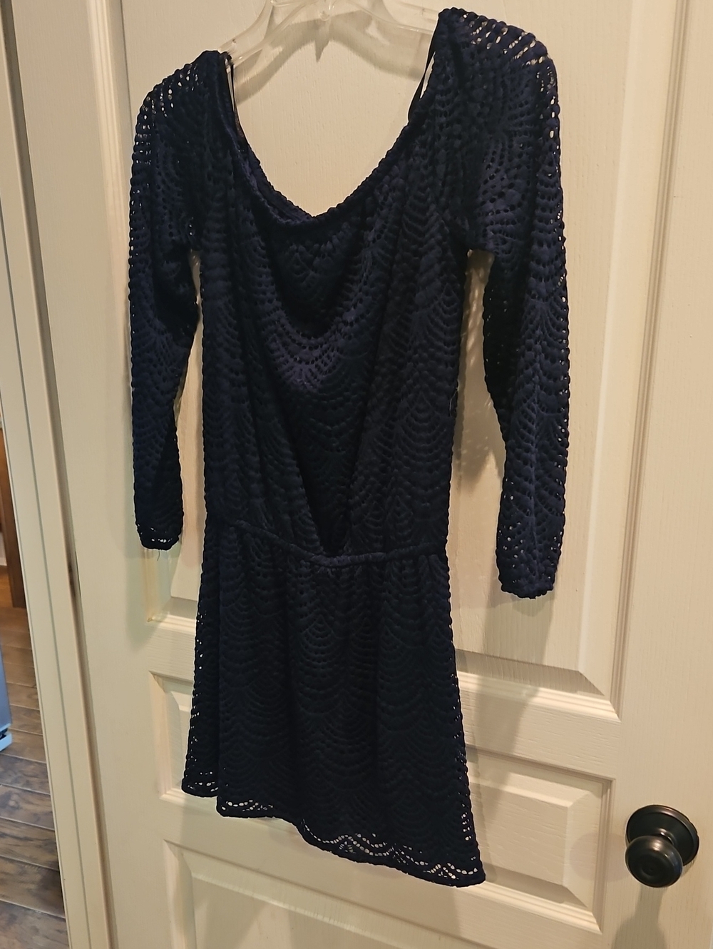 Lilly Pulitzer Navy Blue Crochet Long-Sleeve Dress